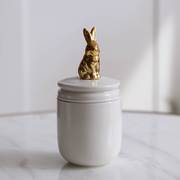 宠物纪念罐宠物骨灰盒手工陶瓷，骨灰坛罐金色小兔子小鸟去世纪念品
