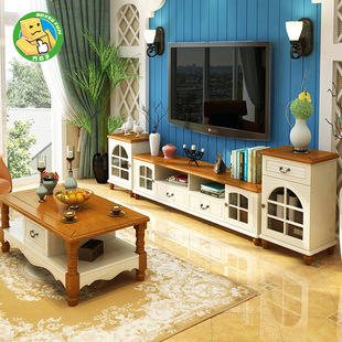 美式乡村电视柜组合套装客厅，家具地中海风格，边柜田园电视机柜