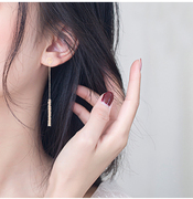 韩版钛钢流苏耳线长款气质简约英文字母玫瑰金耳钉女款耳饰品耳环