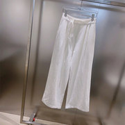 MSKIN6欧洲站轻奢白色露背系带背心无袖t恤气质阔腿裤套装女