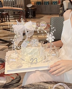 女神蛋糕装饰摆件水晶钻条铁环拱门蛋糕支架圣诞麋鹿雪花插件
