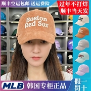 韩国mlb帽2023秋冬子刺绣，字母灯芯绒鸭舌帽，棒球帽潮男女同款