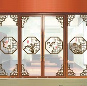 玻璃贴纸中式客厅家用推拉门窗户教室梅兰竹菊创意装饰中国风墙贴