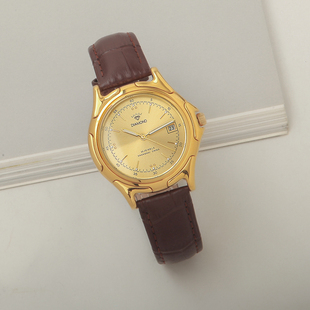 老钻石手表真皮表带钛金圆形日历中老年古董自动机械男表库存