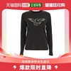 香港直邮emporioarmani女士，黑色老鹰翅膀图案长袖，t恤6h2t8c-2j