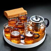 旧望格耐热玻璃功夫茶具套装小号茶盘家用简约煮茶壶茶杯一壶六杯