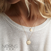 Norns Wafer Thin Pendant 简约大小亮片圆片层次双层项链锁骨链