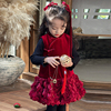 新年装女童红色连衣裙，冬2023洋气宝宝，礼服公主裙儿童旗袍年服