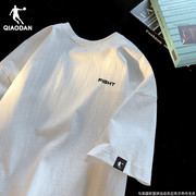 乔丹运动短袖t恤男2024夏季休闲棉，t半袖上衣女款白色宽松体恤