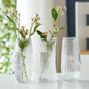 复古轻奢浮雕透明法式迷你玻璃花瓶客厅风家居摆件插花小花瓶