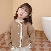 女童针织开衫春秋装2024韩版女宝宝毛衣外套中小童儿童装洋气