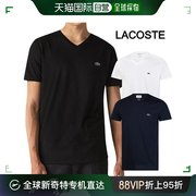 韩国直邮Lacoste 运动T恤 男士 短袖T恤 V领 基本款T恤 黑色/白色