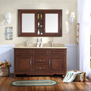 帝洁雅现代新中式双人实木，浴室柜组合双人，双台盆柜落地卫浴柜