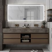 卫浴柜橡木实木双盆浴室柜组合现代简约大理石洗脸台盆柜洗漱台