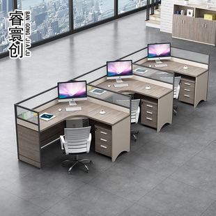 职员办公桌l型7字桌椅组合6人位屏风工位f员工办公室3财务桌卡位4