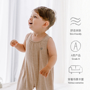 Nest Designs婴儿无袖连体衣春夏薄款宝宝爬服吊带宝宝背心包屁衣