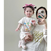 2024夏季薄款衣服婴儿短袖哈衣爬服a类韩版婴幼儿可爱字母连体衣