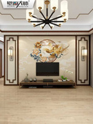 新中式壁纸背景墙电视墙壁布客厅大气沙发影视墙牡丹花鸟墙布