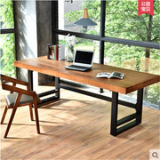办公室实木桌子简约工作桌，现代电脑桌写字楼铁艺长条，职员办公桌椅
