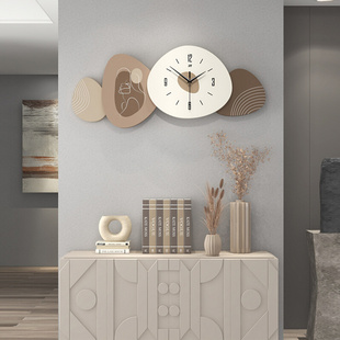 网红奶油风创意挂钟客厅餐厅时尚艺术约挂墙装饰画钟表