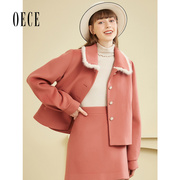 oece冬装女装，复古文艺毛呢外套短款小个子，羊毛呢子大衣