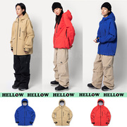 2122hellow韩国滑雪服加厚保暖衣单双板(单双板)男女，款卡其蓝红色防水冬裤