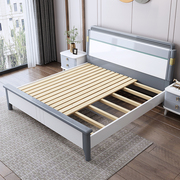 实木床现代简约g白色，1.8米轻奢极简橡木，烤漆全实木1.5双人床储物