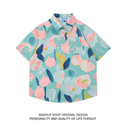 混搭商店ALOHA SHIRTS 夏威夷沙滩风情设计感油画印花短袖衬衫