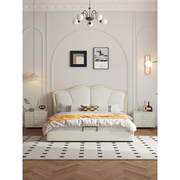 奶油风猫抓皮床现代简约双人床，1.8米主卧1.5米小户型，实木床婚床