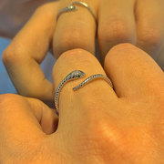 欧美个性灵蛇s925纯银戒指开口灵动镶钻绿眼蛇形指环男女通用