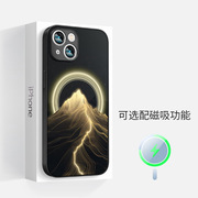 苹果iphone15promax手机壳14plus山峰magsafe磁吸ip13硅胶12超薄全包，边框防摔小众高级感保护套情侣男女