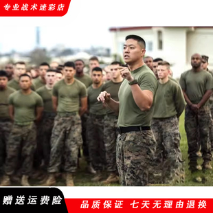 美军体能训练服短袖军旅t恤战术套装军，绿色夏季训作服运动休闲男