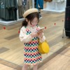 女童春装韩版彩色格子毛线背心裙+小立领泡泡袖衬衣两件套分开拍