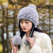 帽子女秋冬季韩版潮百搭可爱时尚，洋气保暖獭兔毛皮草帽子