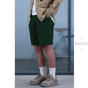 KUYIOU/二重色金属尼龙 防泼水4.5分微短简约日系户外机能短裤男