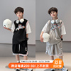 男童夏装套装2023中大童假两件短袖运动五分裤儿童篮球服两件套薄