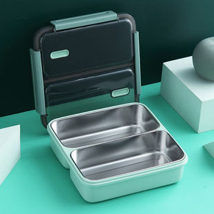 巧居巧具304不锈钢饭盒便携分隔便当盒密封注水保温餐盒成人上班