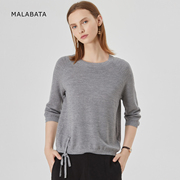 malabata玛拉葩塔针织衫女羊毛衫简约纯色插肩袖七分袖毛衣打底衫