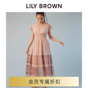 LILY BROWN2024春夏 甜美蕾丝拼接收腰长连衣裙LWFO241077