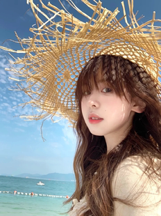 拉菲草帽女款超大檐个性镂空夏季出游海边度假遮阳防晒折叠太阳帽