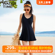 WaterTime游泳衣女夏连体性感显瘦遮肚连衣裙式泡温泉高级感泳装