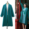 第三季了不起的麦瑟尔夫人大衣，美剧同款复古中长款孔雀蓝绿色外套
