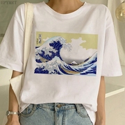 海洋巨浪 Aesthetic个性大码ins白色t恤女短袖bf风