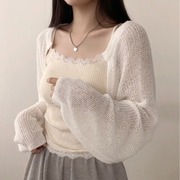 韩国chic夏季蝙蝠袖针织开衫宽松慵懒风防晒罩衫温柔披肩外套上衣