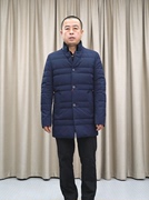 獭兔毛领羽绒服男 蓝色 普洛克23冬 2色软料 商务休闲中长款外套