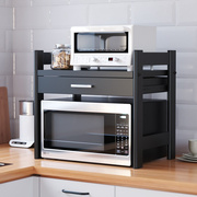 厨房微波炉置物架子带抽屉，烤箱收纳可伸缩家用双层台面多功能橱柜