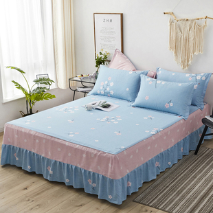 韩版全棉床裙式床罩单件，纯棉田园风1.2米1.5m1.8x2.0床单床套防滑