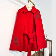 高奢羊绒斗篷外套双面羊绒大衣，女网红款时尚，斗篷外套2024冬装