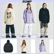 2324romp韩国滑雪长款卫衣，加厚抓绒保暖紫色黄色单板双板防风防寒