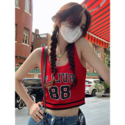 带胸垫针织运动吊带背心，女内搭春夏季设计感外穿短款美背无袖上衣